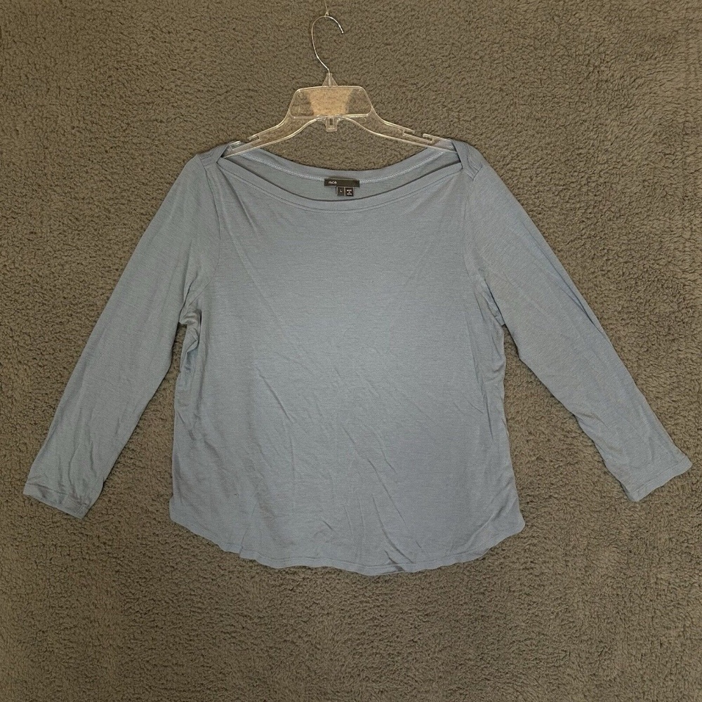 Vince Womens Top Blouse Shirt Blue Size L Large Cotton Blend